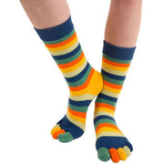 TOETOE Essential Striped Mid Calf Socks - Sunset Orange